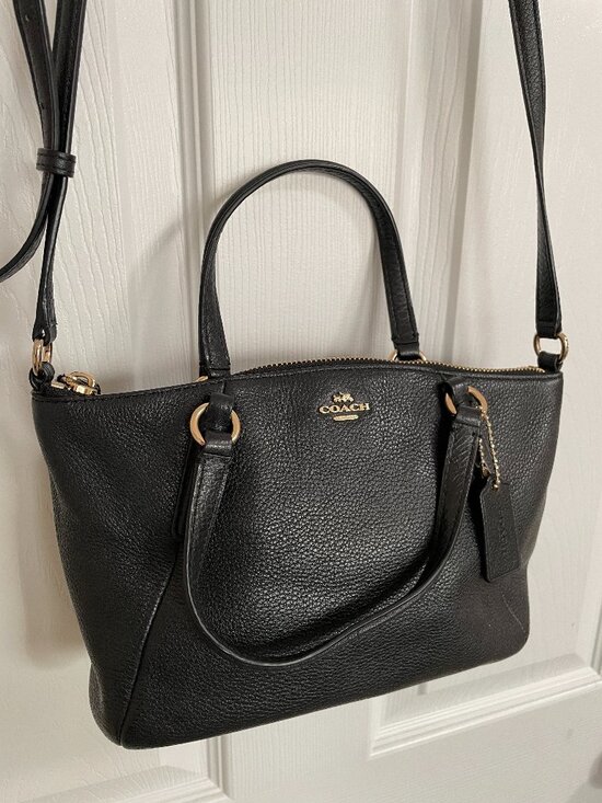 Coach Handbags - Coach - Small Kelsey Satchel in Black Pebble Leather Handbag